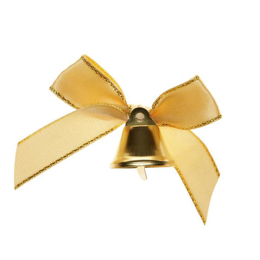 Цена за 5 шт. Колокольчик на булавке с бантом, золотой, d = 2,6 см - Simaland фото 2