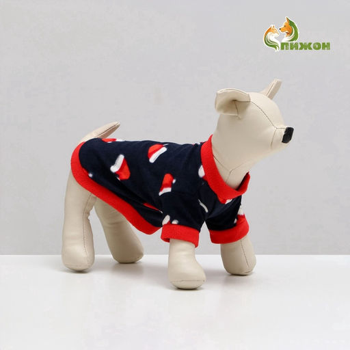 Толстовка для собак Новогодний колпак, размер S, синяя (ДС 26, ОШ 22, ОГ 34 см) - Simaland фото 2