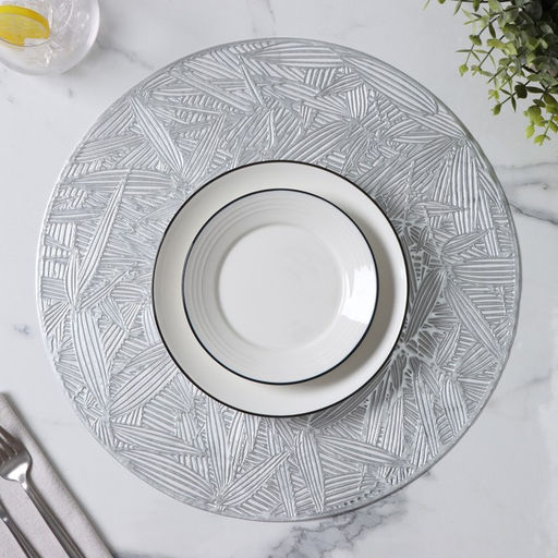 Набор салфеток сервировочных на стол Доляна Листья, d=38 см, 4 шт, цвет серебряный  фото 8