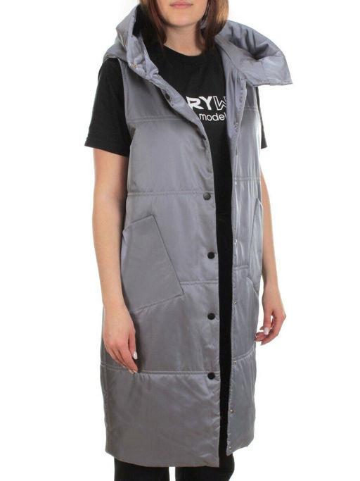 M006 GRAY Жилет женский демисезонный (100 гр. синтепон) - Фабричный китай фото 8