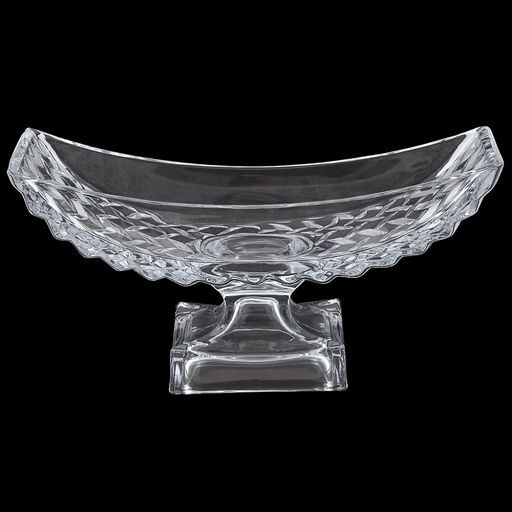 Блюдо стеклянное "Ладья зигзаг" 29,6х11,4х14см, 600мл, на ножке, основание 10,6х10,6см, в коробке (Китай)