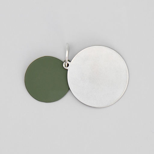 Адресник под гравировку + подвес Меня ждут дома, верхняя часть d=2,2 см, нижняя d=3 см, цвет хаки - Пушистое счастье фото 5