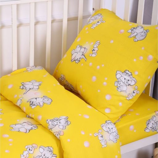 Постельное бельё BABY Мамонтенок жёлтый 112х147см, 110х150см, 60х60см, бязь 120г/м, , хлопок 100% - Атра фото 2