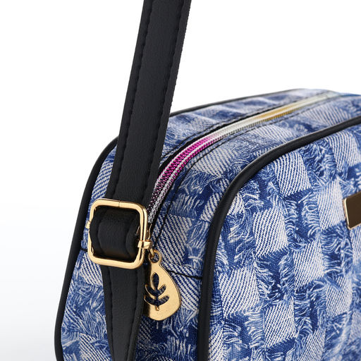 Сумка женская кросс-боди на молнии, 20.5×6.5×11.5 см, в клетку, синяя