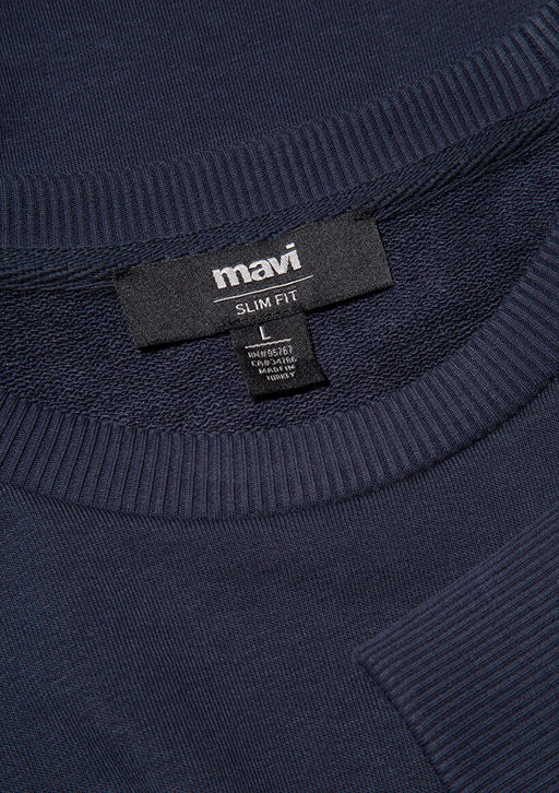 Bisiklet Yaka Lacivert Basic Sweatshirt - Mavi фото 6