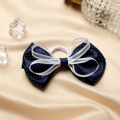 Цена за 6 шт. Бант для волос на резинке «Школьница», синий с прозрачной лентой, 5 см, синий