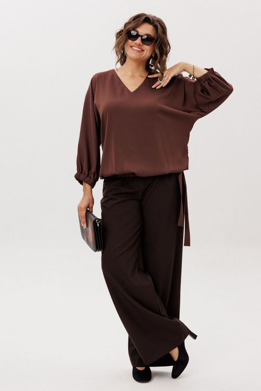 Блуза ANELLI 1662 бельгийский шоколад  фото 7