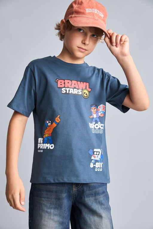 %100 Pamuk Brawl Stars Lisansl_ Regular Fit K_sa Kollu Ti__rt Erkek _ocuk - Defacto фото 3