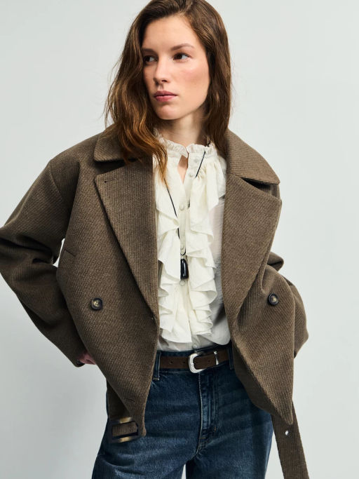 Полупальто с ремнем / Zarina  фото 4