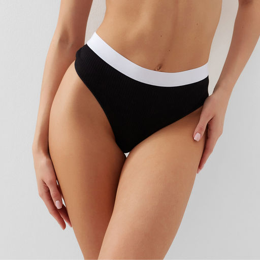 Трусы женские бразильяно MINAKU рубчик, набор 3 шт., размер 44-46, чёрные