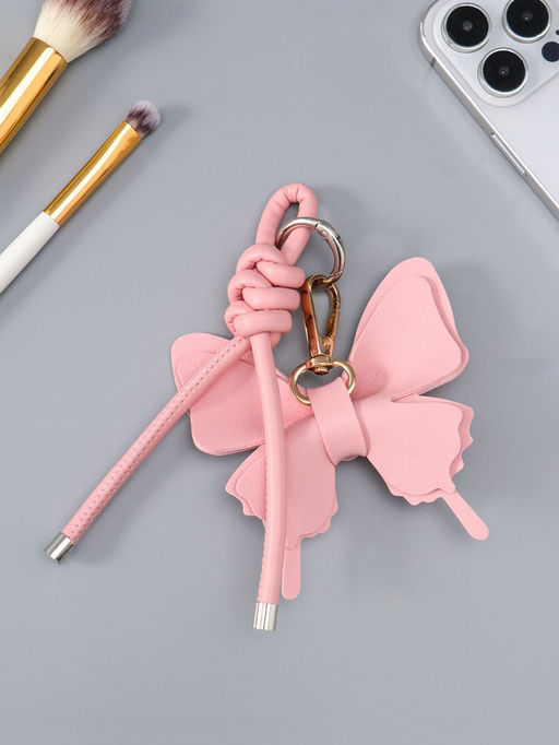 Брелок на карабине "Бабочка с узлом" розовый 13,5х9,5х2,5 см