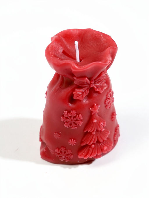 Свеча новогодняя «Мешочек с подарками», 5.5×4.5×7 см, 7 ч, красный