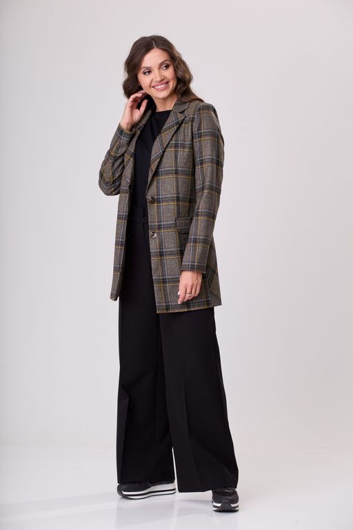 Костюм БелЭльСтиль 860/565 коричнево-желтая клетка фото 3