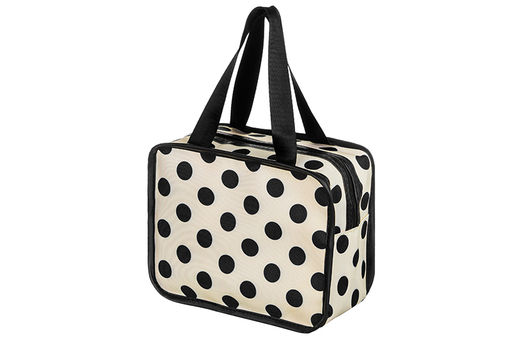 Косметичка - сумочка 23*11,5*18,5 см Белая в черный горошек, с двумя ручками - Elan gallery фото 4