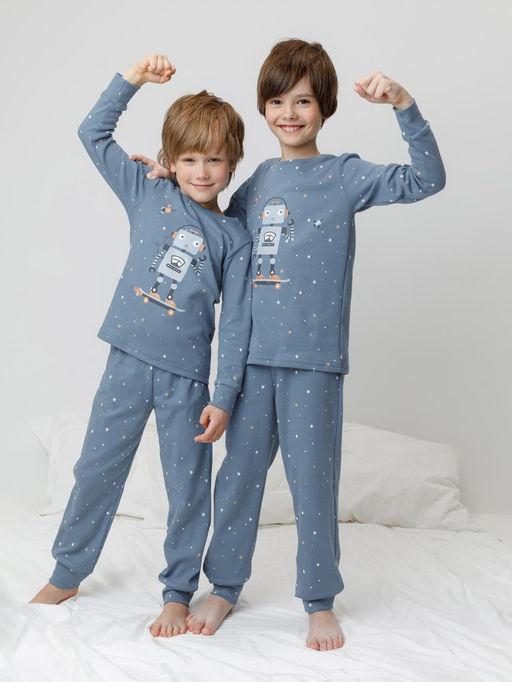 К 1621/синий джинс,звездочки пижама дет