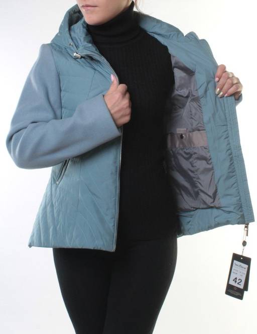 M-7036 GRAY/BLUE Куртка кашемировая женская (100 гр. синтепон) - Фабричный китай фото 8