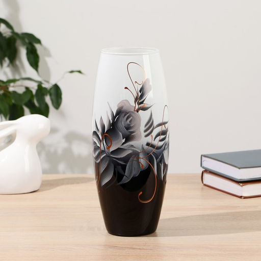 Ваза «Чёрно-белая роза», d=7.5 см, 11×26 см, стекло