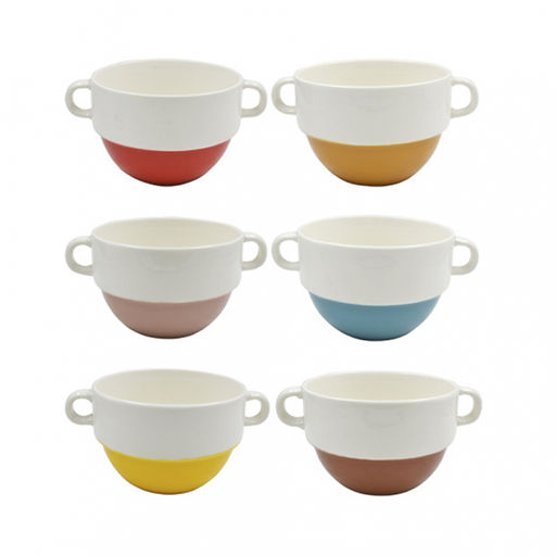 Бульонница 600 мл, 12 см (микс) , керамика эконом арт. 108748