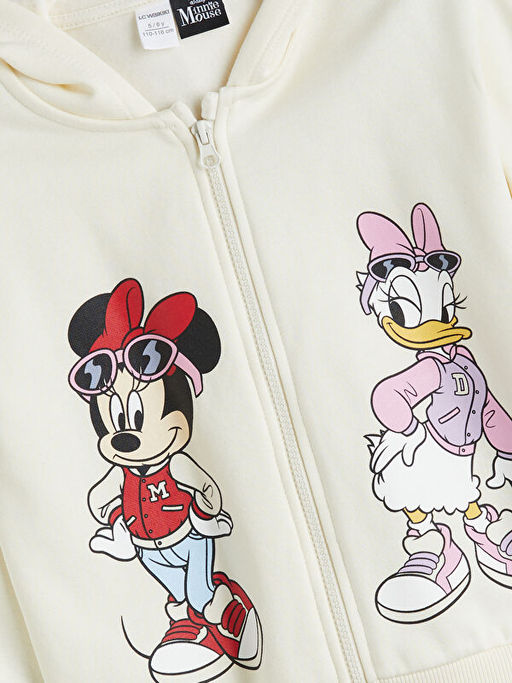 Minnie Mouse Bask?l? Kap??onlu K?z ?ocuk Fermuarl? Sweathirt