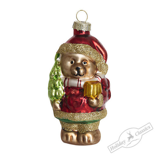 Медвежонок "Поздравление с Рождеством!" (стекло) 5х4х9,5 см