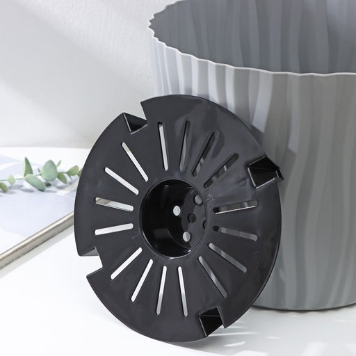 Кашпо для цветов со вставкой «Волна», 8 л, d=25 см, h=21.5 см, цвет серый