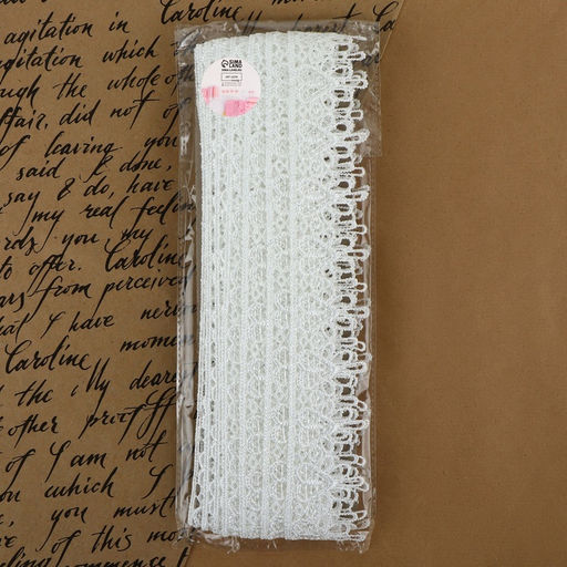 Кружево гипюровое, 35 мм, 9±0.5 м, цвет белый