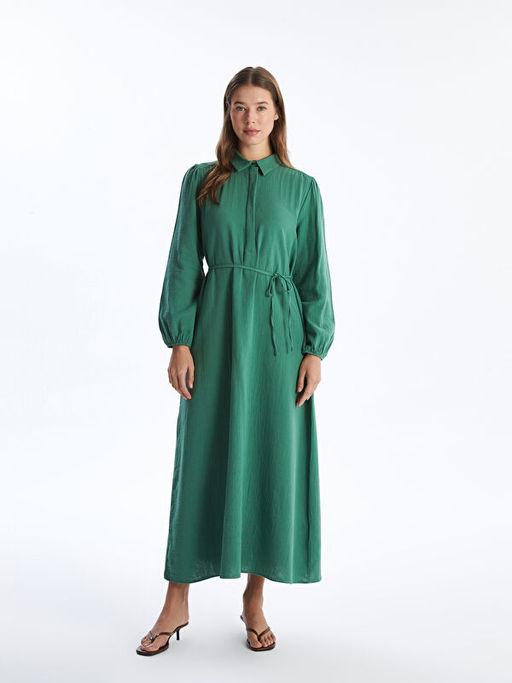 G?mlek Yaka M?slin Kad?n Elbise