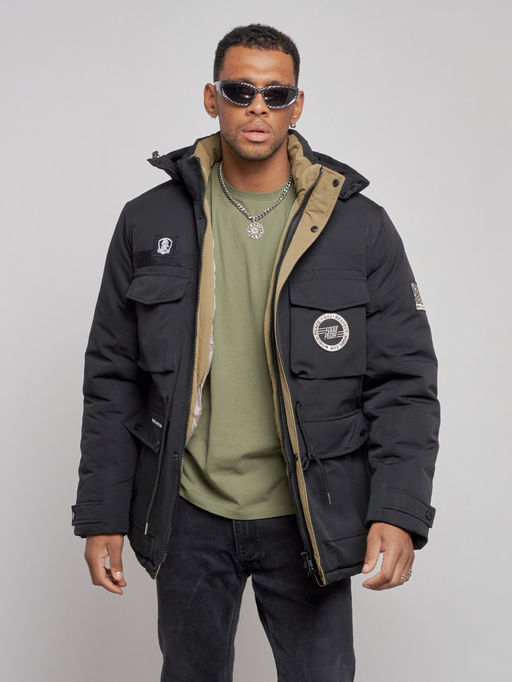 Куртка мужская зимняя с капюшоном молодежная черного цвета 88911Ch - Mtforce фото 7