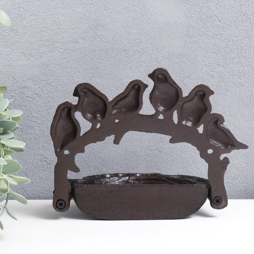 Фигурка-подставка для мелочей «Шесть птиц на корзине», чугун, 14.5×9×19 см