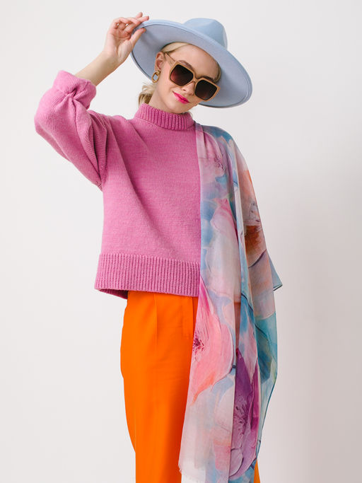 Большой, мягкий, тонкий и очень нежный двусторонний палантин с рисунком в стиле арт-деко - Tantino фото 4