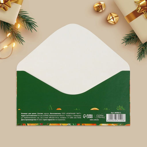 Цена за 10 шт. Конверт для денег «Чудесного Нового года», 16.5×8 см