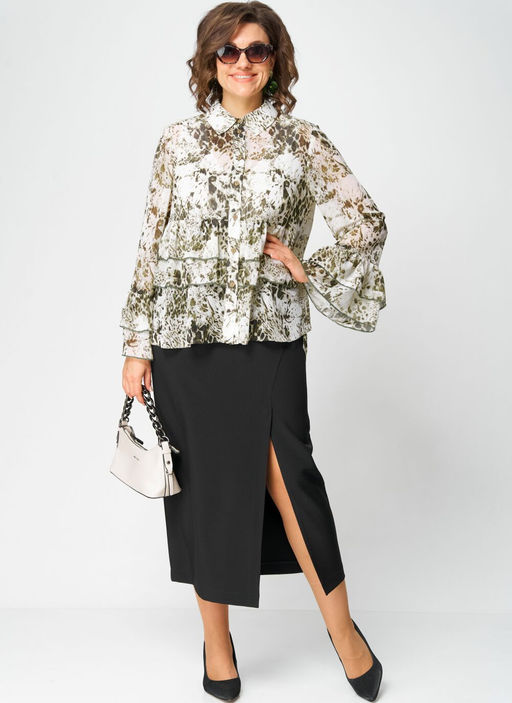 Блуза EVA GRANT 7221 принт олива