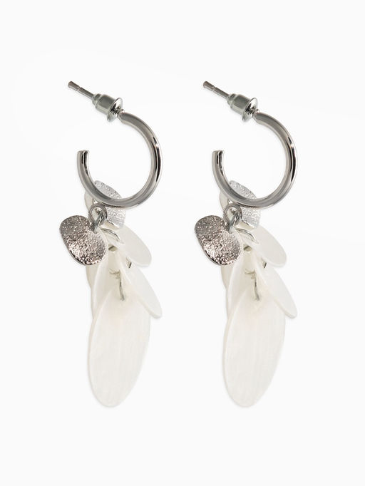 Серьги «Морской мир» чешуя, белые в серебре