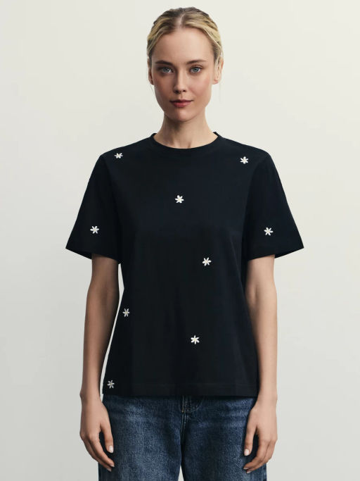 Футболка из хлопка с вышивкой / Zarina  фото 9