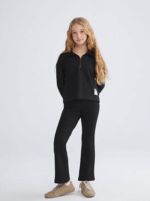 Polo Yaka K?z ?ocuk Soft Touch Sweatshirt ve Pantolon