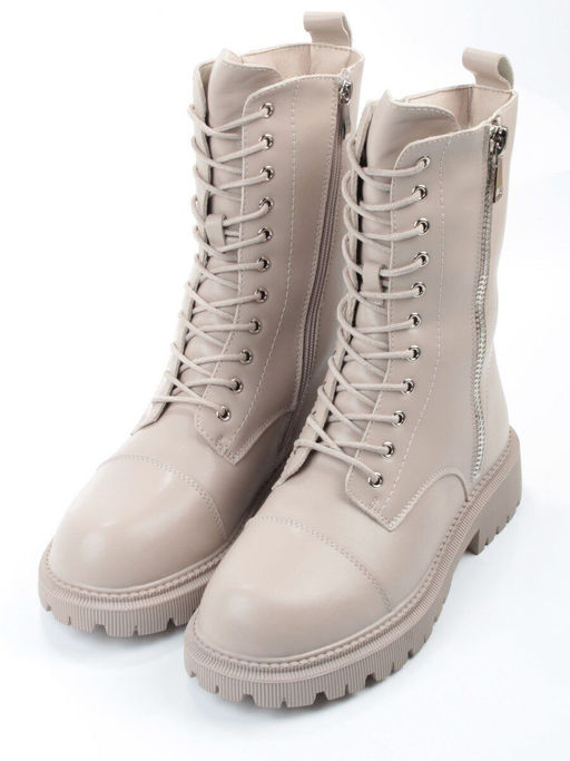 04-PAX83-2Z GRAY/BEIGE Ботинки зимние женские (натуральная кожа, 100% шерсть)