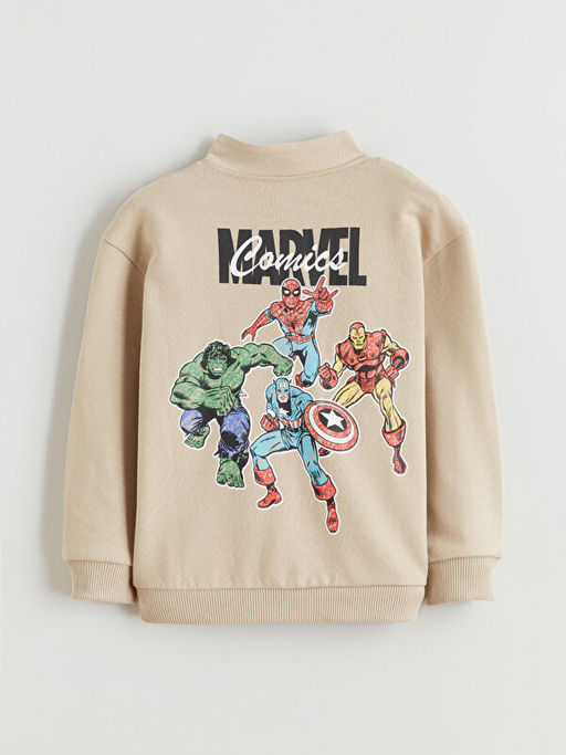 Dik Yaka Marvel Bask?l? Erkek ?ocuk Sweatshirt