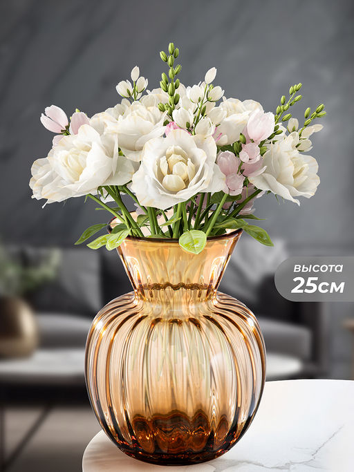 Ваза 19*19*25,5 см 4 л, коричневый, стекло