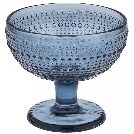 Ришелье Креманка стеклянная 360мл, д11,5см h10,5см, рельефное, цветное стекло, цвет - синий (Китай) Цена указана за штуку. В коробке 4 штуки.