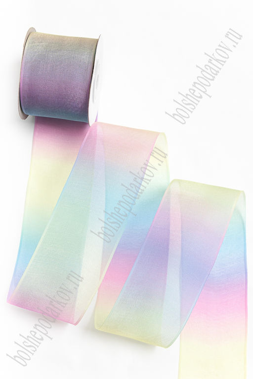 Лента органза 5 см*25 ярд "Радуга" SF-7100