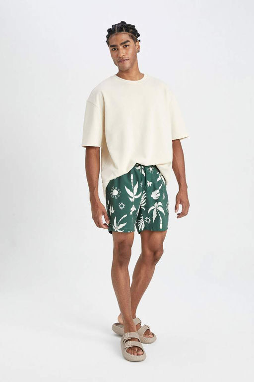 Короткие шорты для плавания стандартного кроя с рисунком - Defacto фото 2