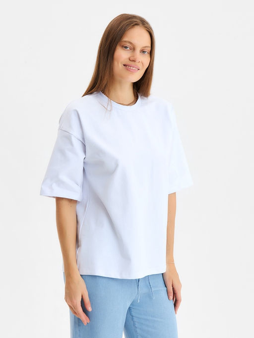 Футболка женская MINAKU: Casual Collection, белая, размер 48