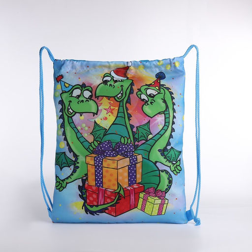 Мешок новогодний на шнурке, цвет голубой/разноцветный - Simaland фото 2