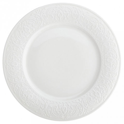 "Русь" Тарелка мелкая фарфоровая д262мм h21мм, белый, рельефный декор (Китай)
