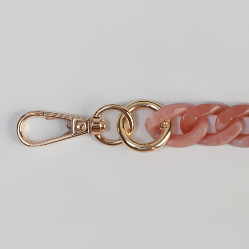 Цепочка для сумки, пластиковая, с карабинами, 23 17 мм, 68 см, цвет розовый кварц/золотой - Арт узор фото 2