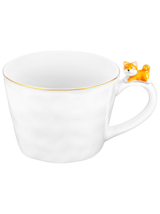 Кружка 300 мл 14*10*7,5 см Собачка белый с золотом, фарфор - Elan gallery фото 3