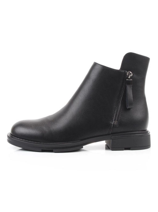 01-M43-12 BLACK Ботинки демисезонные женские (натуральная кожа, байка)