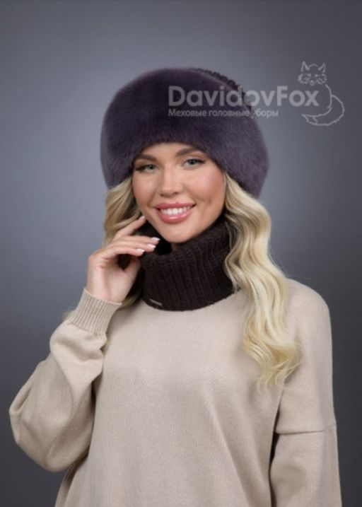 Шапка Ника трикотаж экомех браун