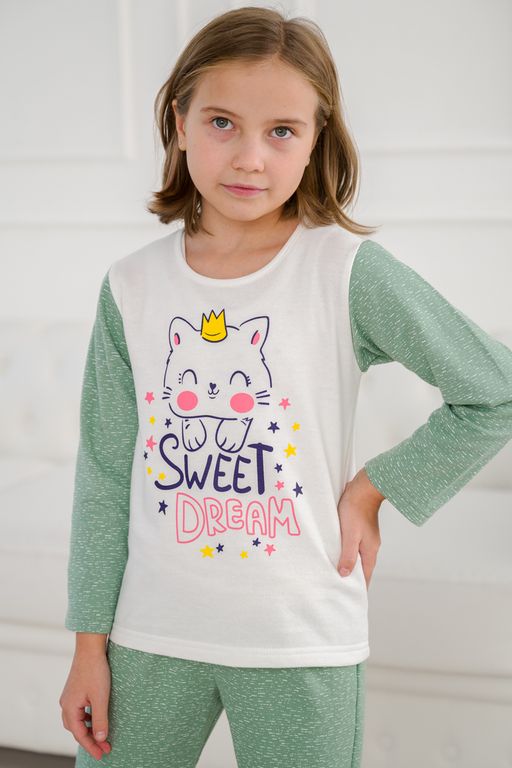 Пижама детская из футера Кисонька мятная березка - Амадэль фото 3