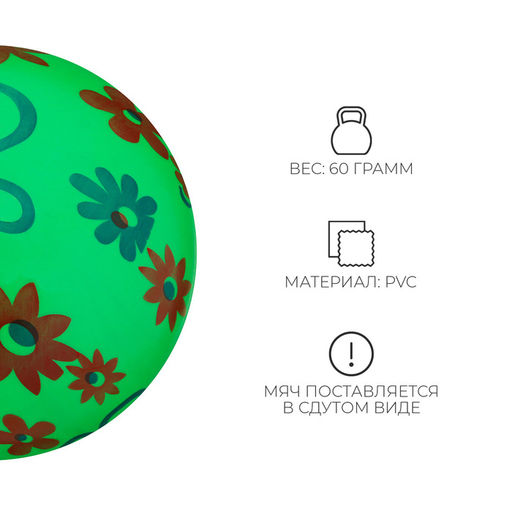 Мяч детский Цветы, d=22 см, цвет МИКС - Simaland фото 6